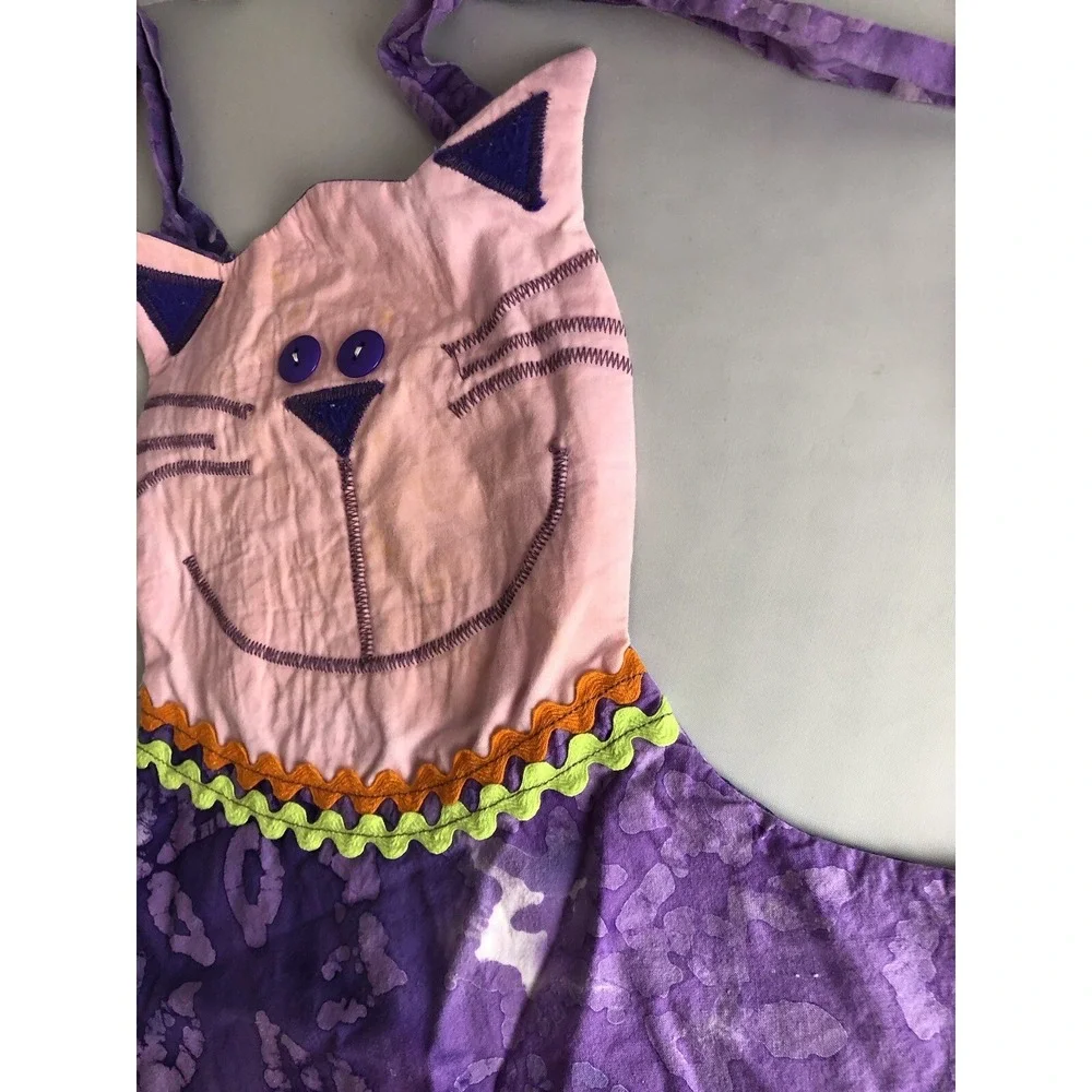 Hand Crafted Cat Apron For A Child Small Tie Dye‎ Kitty Apron 18